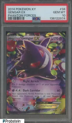 2014 Pokemon XY Phantom Forces #34 Gengar Ex PSA 10 GEM MINT - Image 1