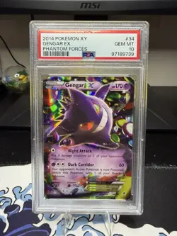 2014 Pokemon XY Phantom Forces #34 Gengar EX PSA 10 Gem Mint - Image 1