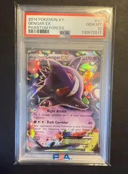 2014 POKEMON XY PHANTOM FORCES #34 GENGAR EX PSA 10 English Gem Mint - Image 1