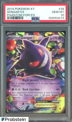 2014 Pokemon XY Phantom Forces #34 Gengar Ex PSA 10 GEM MINT - Image 1