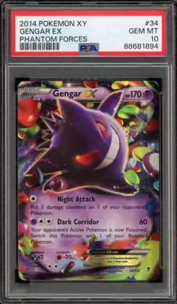 Pokemon Gengar EX XY Phantom Forces Holo Ultra Rare #34 PSA 10 Gem Mint - Image 1