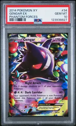 Gengar EX 34 2014 Pokemon XY Phantom Forces PSA 10 GEM MINT - Image 1