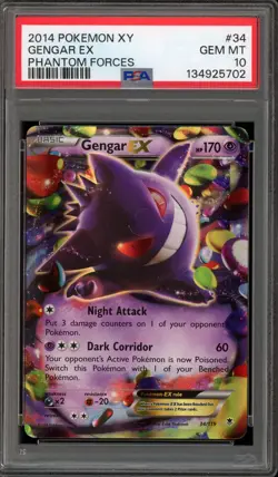Pokemon Gengar EX XY Phantom Forces Holo Ultra Rare #34 PSA 10 Gem Mint - Image 1