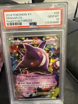 2014 POKEMON XY PHANTOM FORCES #34 GENGAR EX PSA 10 English Gem Mint - Image 1
