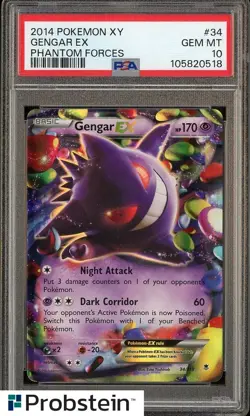 2014 Pokemon XY Phantom Forces #34 Gengar Ex PSA 10 GEM MINT - Image 1