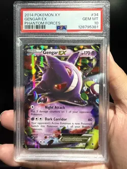 PSA 10 Gem Mint 2014 POKEMON XY PHANTOM FORCES #34 GENGAR EX Ultra Rare - Image 1