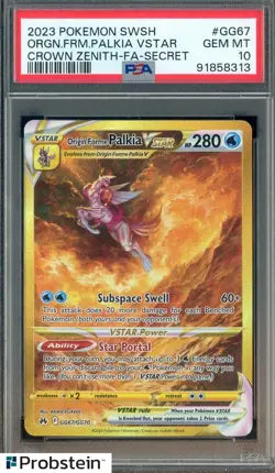 2023 Pokemon SWSH Crown Zenith Secret #GG67 FA Origin Forme Palkia Vstar PSA 10 - Image 1