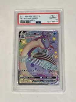 2021 Pokemon SWSH Shining Fates Full Art Lapras VMAX #SV111 Gem Mint PSA 10 - Image 1