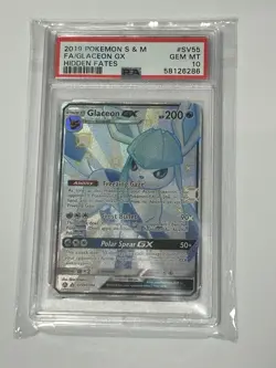 PSA 10 Full Art Glaceon Gx Sun & Moon Hidden Fates SV55/SV94 Pokemon Card - Image 1