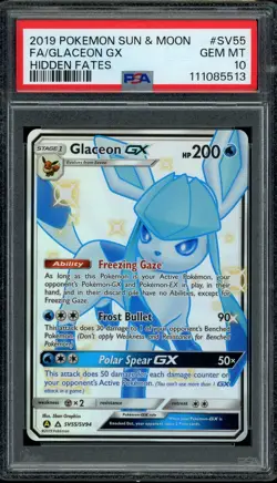 Pokemon PSA 10 Glaceon GX SV55/SV94 Sun & Moon Hidden Fates Shiny Vault Mint - Image 1