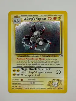 Lt. Surge's Magneton 8/132 - Gym Heroes Holo Rare Vintage Pokemon TCG - NM - Image 1