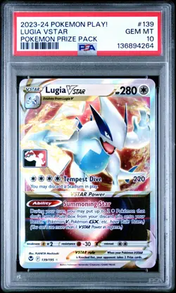 2023-2024 POKEMON PLAY! POKEMON PRIZE PACK #139 LUGIA VSTAR PSA 10 - Image 1