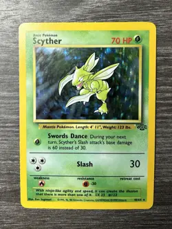 Pokemon TCG Scyther 10/64 Jungle Unlimited Holo - Image 1