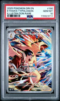 2025 Pokemon Destined Rivals Ethan's Typhlosion Illustration Rare PSA 10 190/182 - Image 3