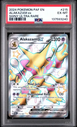 2024 POKEMON PAF EN-PALDEAN FATES SHINY ULTRA RARE #215 ALAKAZAM EX PSA 6 - Image 1