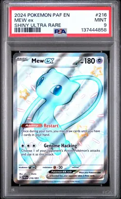 2024 POKEMON PAF EN-PALDEAN FATES SHINY ULTRA RARE #216 MEW EX PSA 9 - Image 1