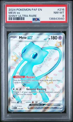 2024 POKEMON PAF EN-PALDEAN FATES SHINY ULTRA RARE #216 MEW EX PSA 8 - Image 1