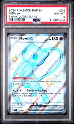 2024 POKEMON PAF EN-PALDEAN FATES SHINY ULTRA RARE #216 MEW EX PSA 8 - Image 1