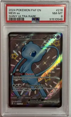 2024 POKEMON PAF EN-PALDEAN FATES SHINY ULTRA RARE #216 MEW EX PSA 8 NM-MT - Image 1