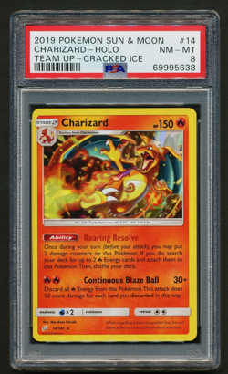 Charizard 14/181 Cracked Ice Holo Rare Pokemon 2019 S&M Team Up PSA 8 NM-MT - Image 1