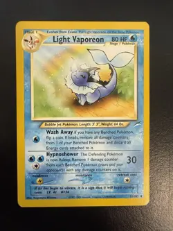 Pokemon TCG Light Vaporeon Neo Destiny Card 52/105 Unlimited Uncommon LP+ - Image 1