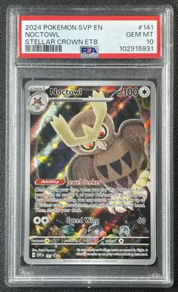 NOCTOWL PSA 10 2024 POKEMON SV BLACK STAR PROMOS SVP EN #141 STELLAR CROWN ETB - Image 1