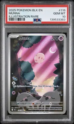 2025 POKEMON BLK EN-BLACK BOLT ILLUSTRATION RARE #116 MUNNA PSA 10 - Image 1