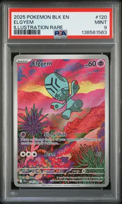 2025 POKEMON BLK EN-BLACK BOLT ILLUSTRATION RARE #120 ELGYEM PSA 9 - Image 1