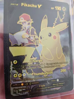 Pokemon Pikachu V Black Foil Fan Art Textured Collector Card TG16/TG30 HP190 - Image 4