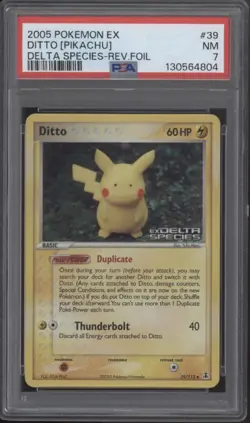 Ditto (Pikachu) Pokemon Delta Species Reverse Foil #39 PSA 7 - Image 1