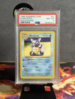 1999 POKEMON BASE SET 42 WARTORTLE 1ST EDITION SHADOWLESS PSA 8 NM-MT - Image 1