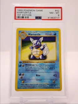 WARTORTLE 1999 POKEMON BASE SET 1ST EDITION SHADOWLESS 42/103 PSA 8 Q4490 - Image 1