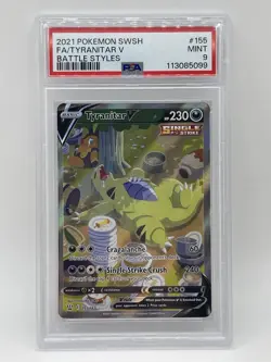 Tyranitar V PSA 9 (Alternate Full Art) 155/163 Swsh05 Battle Styles Holo Pokemon - Image 1