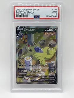 Tyranitar V PSA 9 (Alternate Full Art) 155/163 Swsh05 Battle Styles Holo Pokemon - Image 2