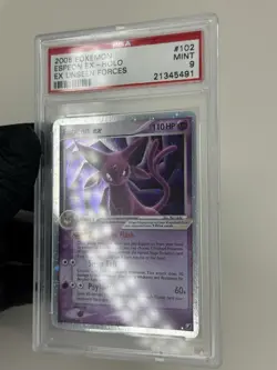 PSA 9 Espeon EX 102/115 Unseen Forces 2005 Pokemon TCG Holo SWIRL Card low pop - Image 3