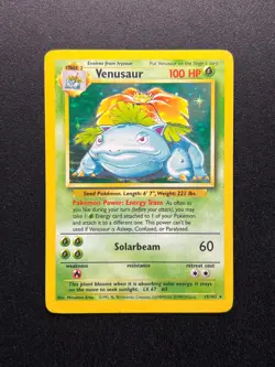 Pokemon TCG Venusaur 15/102 Base Set Holo Rare WOTC Vintage 1999 LP/MP - Image 1