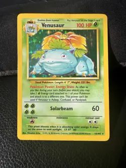 Pokemon Venusaur 15/102 Base Set Unlimited Holo 1999 WOTC Vintage LP Rare TCG - Image 1