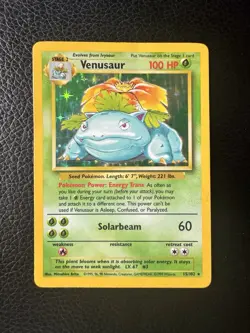 Pokemon Venusaur 15/102 Base Set Unlimited Holo 1999 WOTC Vintage LP Rare TCG - Image 2