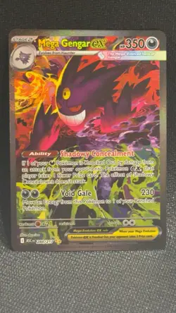 Pokemon Mega Gengar EX Full Art Holo Card 284/217 350 HP 230 Attack In Hand - Image 1