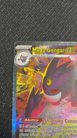 Pokemon Mega Gengar EX Full Art Holo Card 284/217 350 HP 230 Attack In Hand - Image 2
