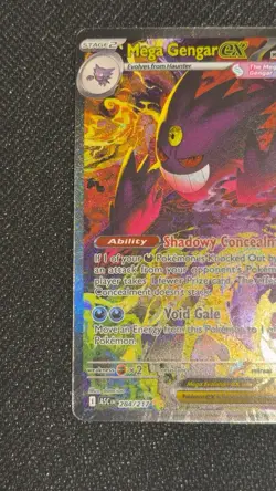 Pokemon Mega Gengar EX Full Art Holo Card 284/217 350 HP 230 Attack In Hand - Image 3