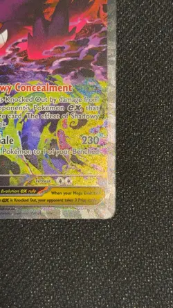 Pokemon Mega Gengar EX Full Art Holo Card 284/217 350 HP 230 Attack In Hand - Image 5