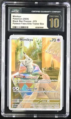 👻👻👻 CGC 10 Pristine Mimikyu 075 Black Star Promo Paldean Fates ETB Pokemon - Image 1