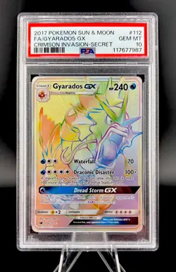 2017 Pokemon Crimson Invasion Gyarados FA 112/111 Secret Rainbow Rare PSA 10 - Image 1