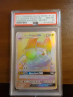 Alolan Golem GX 113/111 2017 Pokemon Crimson Invasion Secret PSA 10 GEM Rainbow - Image 1