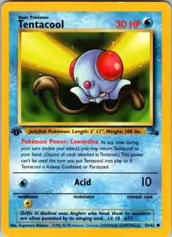 Tentacool 56/62 1999 Fossil 1st Edition Regular Common MP - Image 1