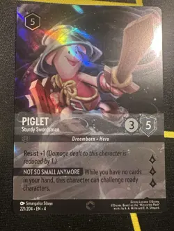 Disney Lorcana Ursula's Return PIGLET Sturdy Swordsman Enchanted Foil #221/204! - Image 1