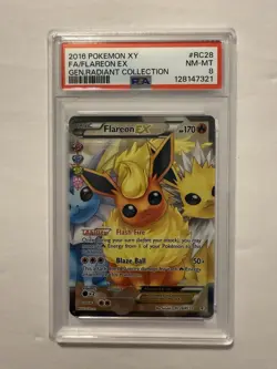 2016 Pokemon XY Generations Flareon EX Radiant Collection #RC28 PSA 8 - Image 1