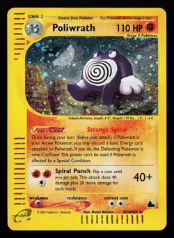 Poliwrath H24/H32 Holo Rare Skyridge Pokemon Card creased - Image 1