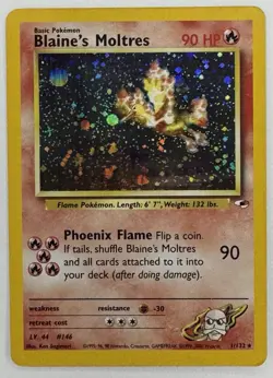 Blaine’s Moltres 1/132 Holo Rare Gym Heroes WOTC 2000 Pokemon Card MP - Image 1